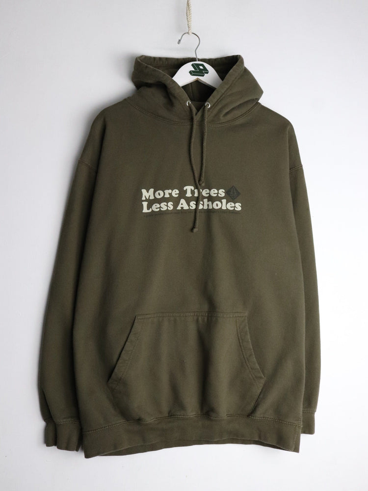 More Trees Less Assholes Sweatshirt Mens XL Green Hoodie from propervintagecanada