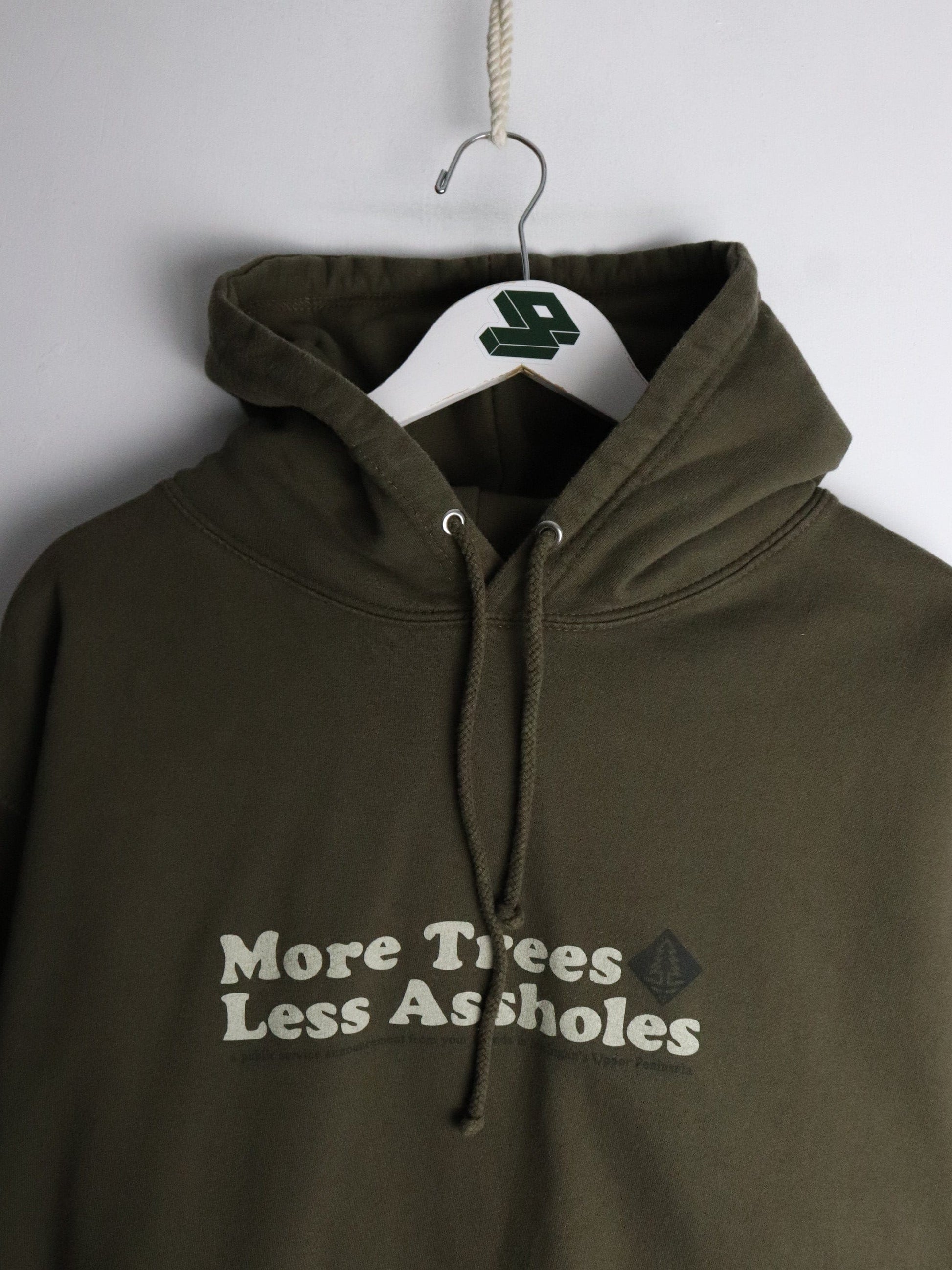 More Trees Less Assholes Sweatshirt Mens XL Green Hoodie