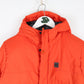 Mountain Equipment Co-Op Jacket Youth Large Orange Hooded Down Coat Outdoors from propervintagecanada