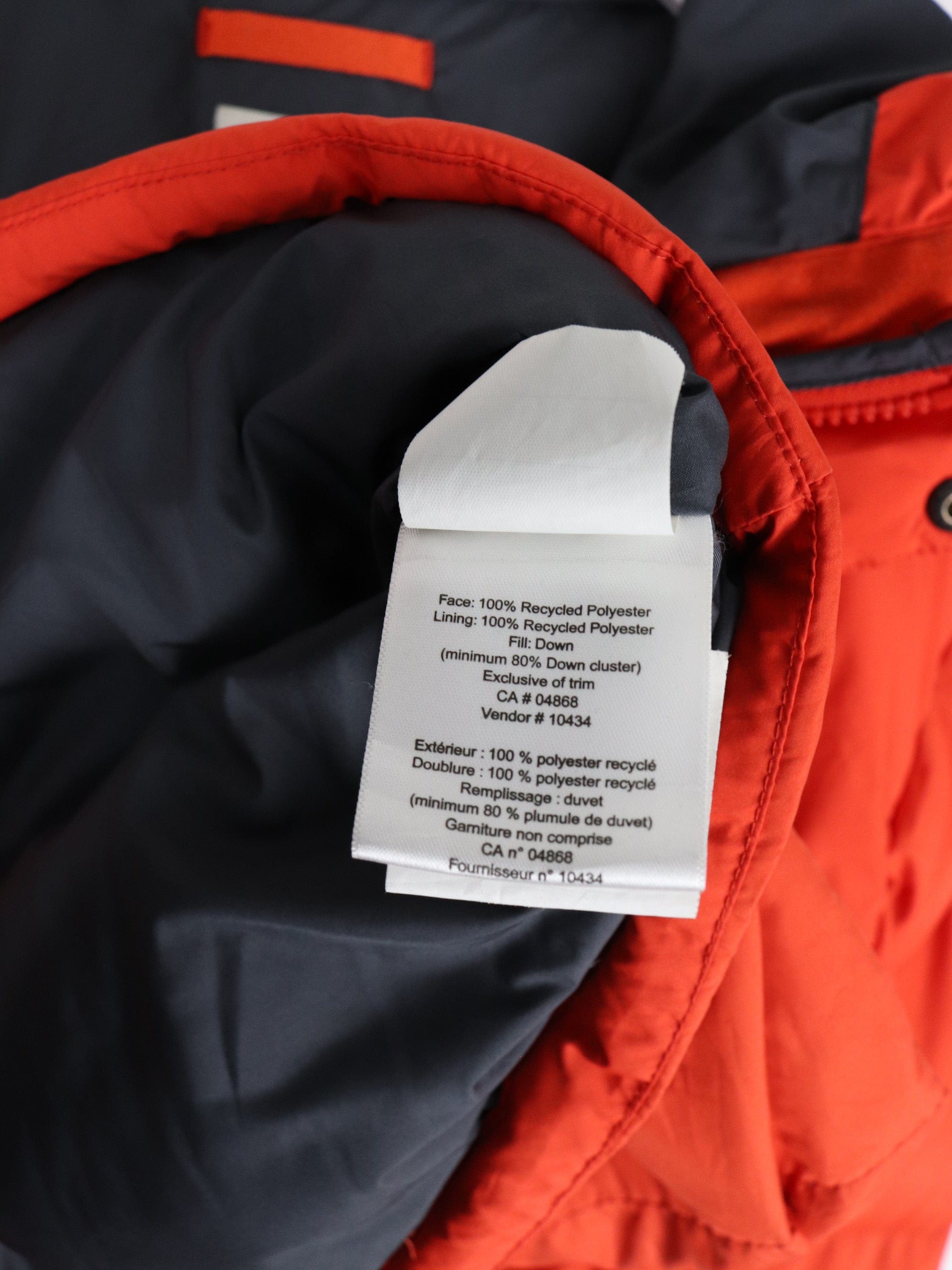 Mountain Equipment Co-Op Jacket Youth Large Orange Hooded Down