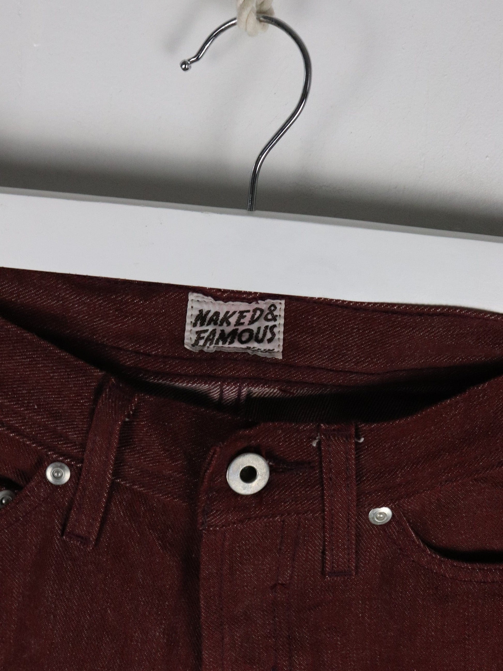 Naked & Famous Selvedge Denim Jeans Mens 26 x 32 Red Weird Guy from propervintagecanada