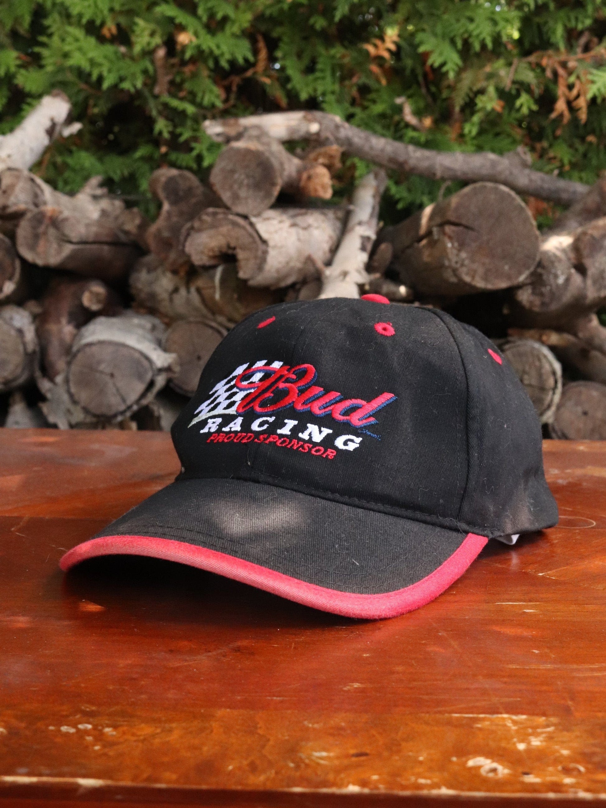 Nascar Hat Adult Black Strap Back Bud Racing from propervintagecanada