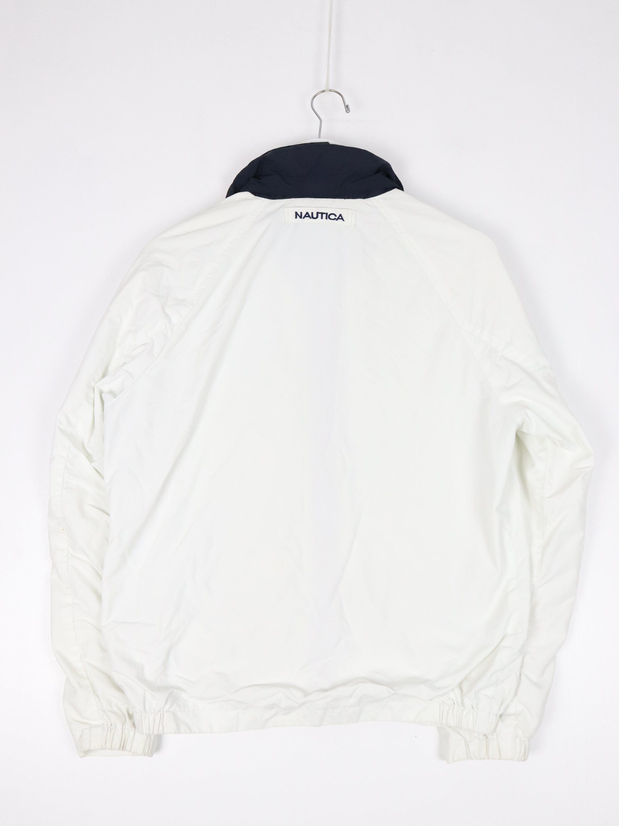 Nautica Jacket Mens XS White Sailing Windbreaker Outdoors Spell Out