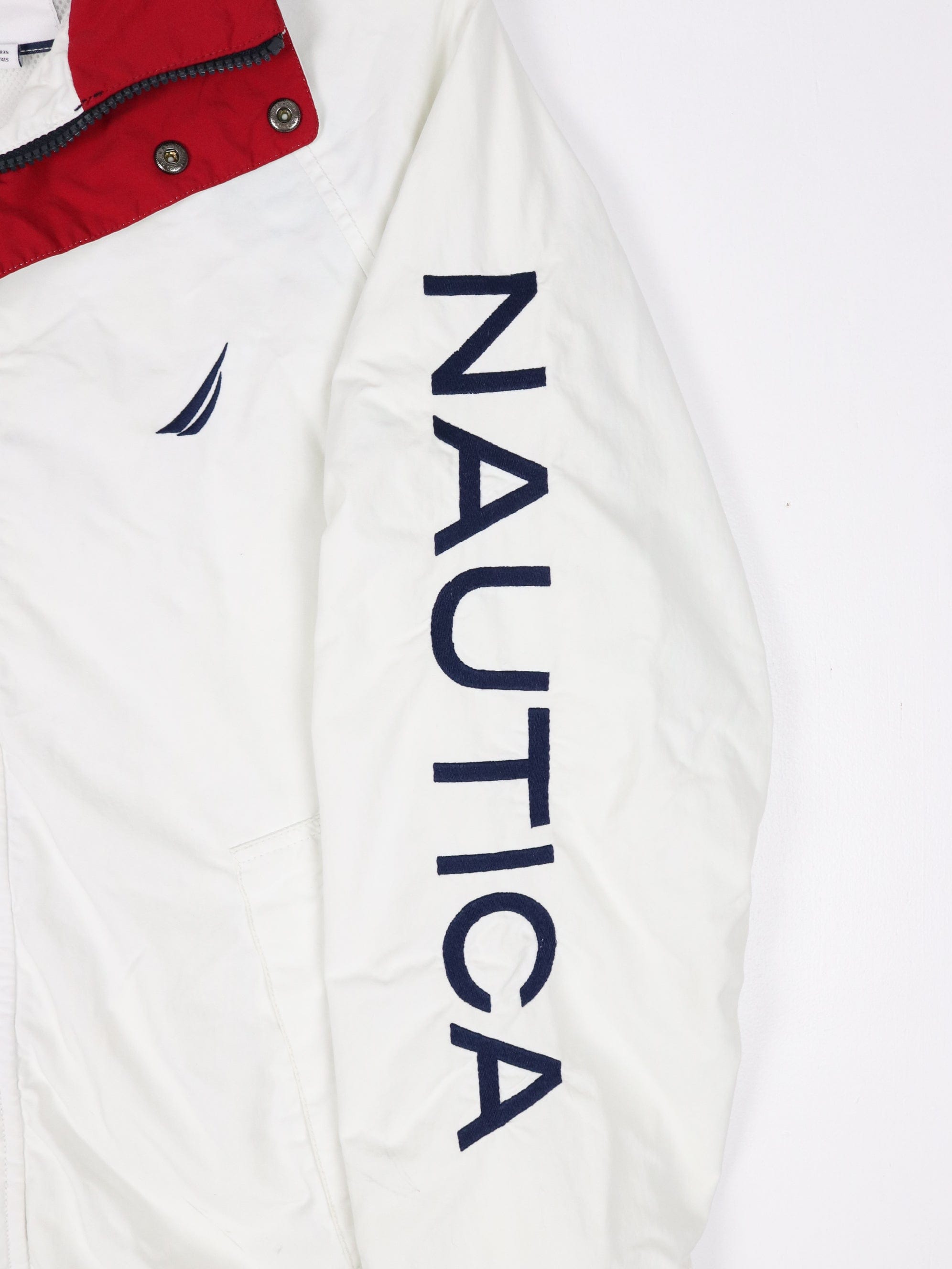 Nautica Jacket Mens XS White Sailing Windbreaker Outdoors Spell Out –  Proper Vintage