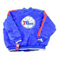 NBA Clothing > Gender Neutral Adult Clothing > Jackets & Coats Vintage 1990s Deadstock NBA Hardwood Classics Philadelphia 76ers Satin Button Up Windbreaker Basketball Jacket