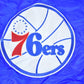 NBA Clothing > Gender Neutral Adult Clothing > Jackets & Coats Vintage 1990s Deadstock NBA Hardwood Classics Philadelphia 76ers Satin Button Up Windbreaker Basketball Jacket