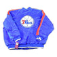 NBA Clothing > Gender Neutral Adult Clothing > Jackets & Coats Vintage 1990s Deadstock NBA Hardwood Classics Philadelphia 76ers Satin Button Up Windbreaker Basketball Jacket