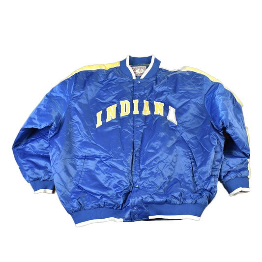 NBA Clothing > Gender Neutral Adult Clothing > Jackets & Coats Vintage 1990s Indiana Pacers NBA Hardwood Classics Puffer Bomber Basketball Warm Up Jacket