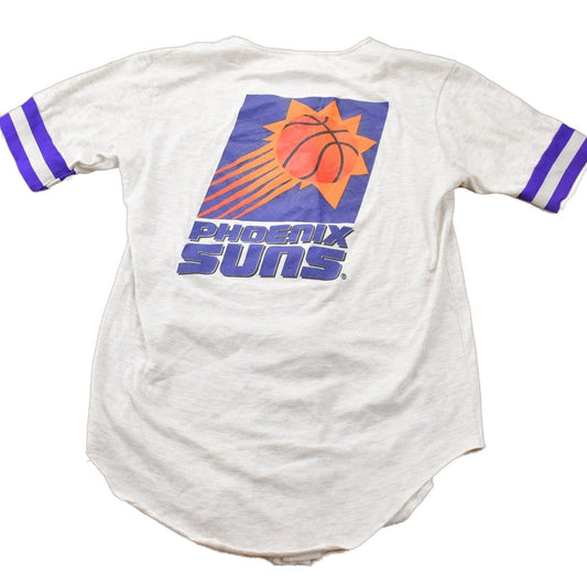 NBA Clothing > Gender Neutral Adult Clothing > Tops & Tees > T Shirts Vintage 1990s Phoenix Suns NBA Graphic Button Up T-Shirt Men's Small/ Made In USA / Single Stitch / NBA Basketball / 90s Streetwear / Sportswear