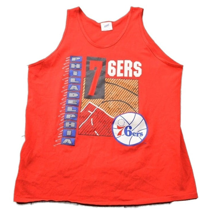 NBA Clothing > Men's Clothing > Sports & Fitness Vintage 1990s Philadelphia 76ers NBA Tank Top Sleeveless T Shirt 90s Sportswear Men's Large