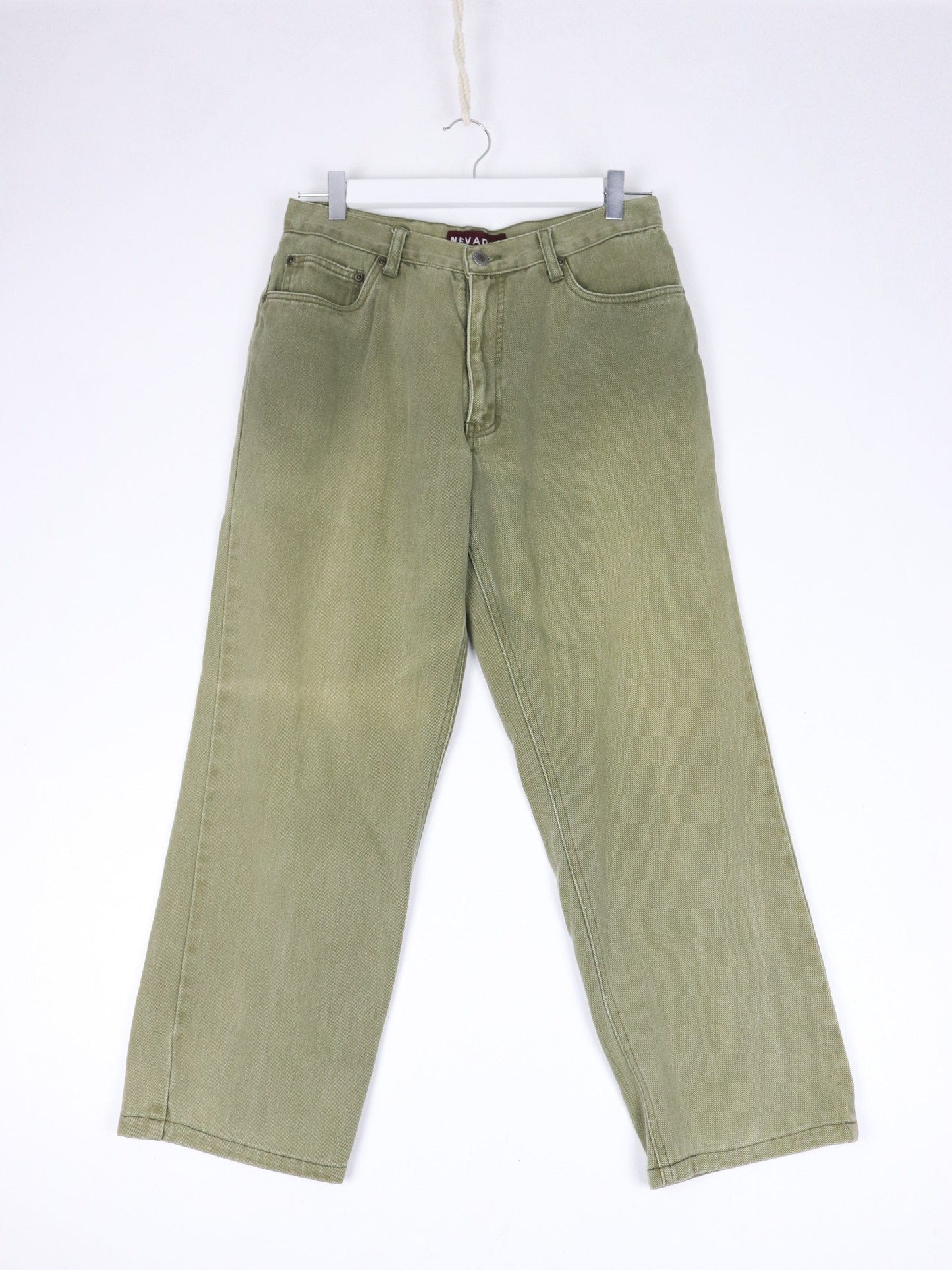 Nevada Pants Fits Adult 30 x 25 Green Denim Jeans Cropped from propervintagecanada