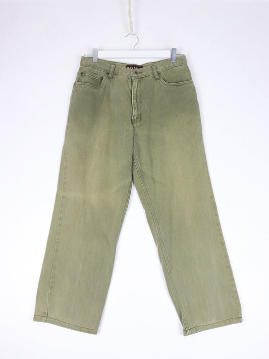 Nevada Pants Fits Adult 30 x 25 Green Denim Jeans Cropped