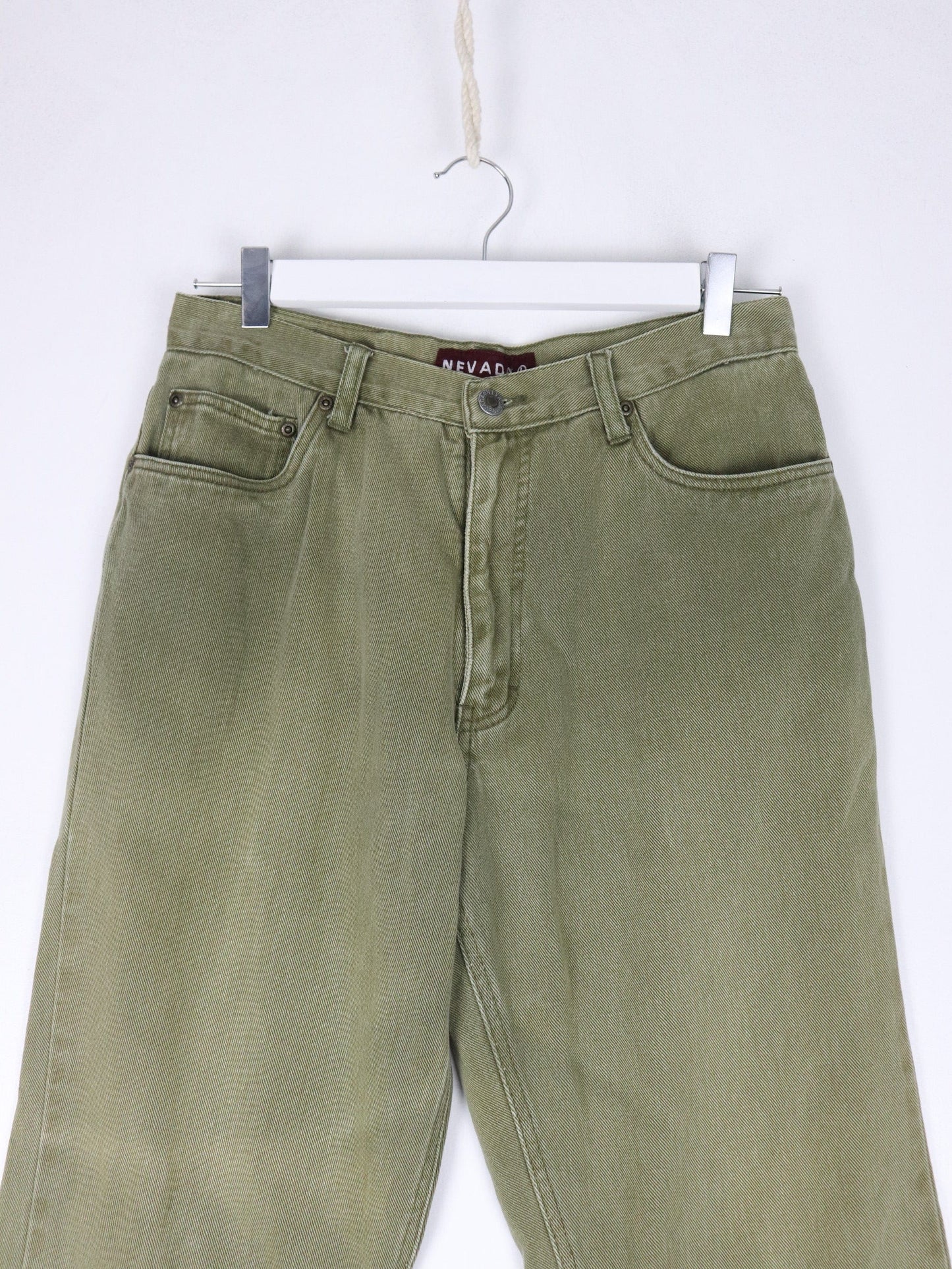 Nevada Pants Fits Adult 30 x 25 Green Denim Jeans Cropped from propervintagecanada