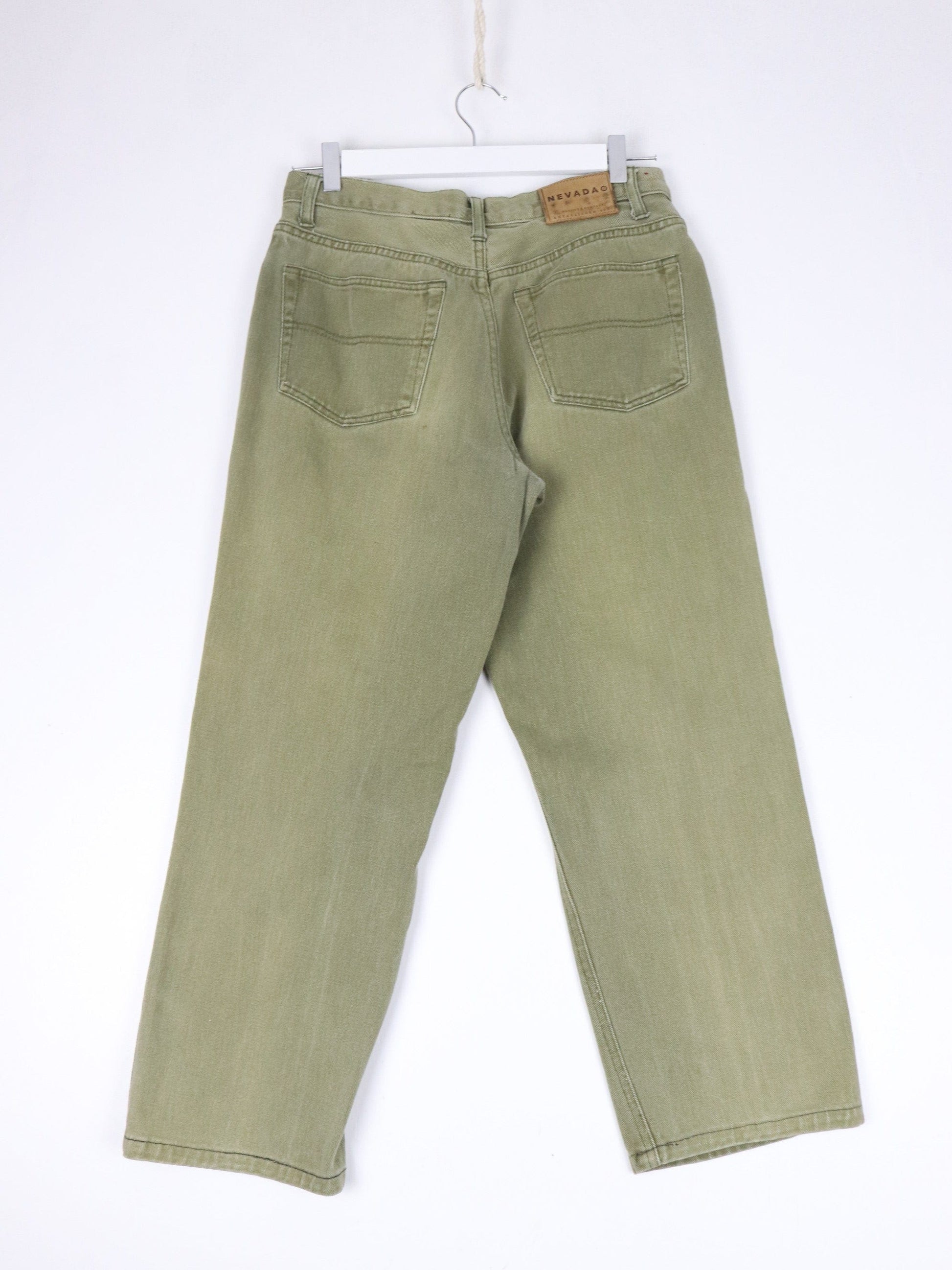 Nevada Pants Fits Adult 30 x 25 Green Denim Jeans Cropped from propervintagecanada