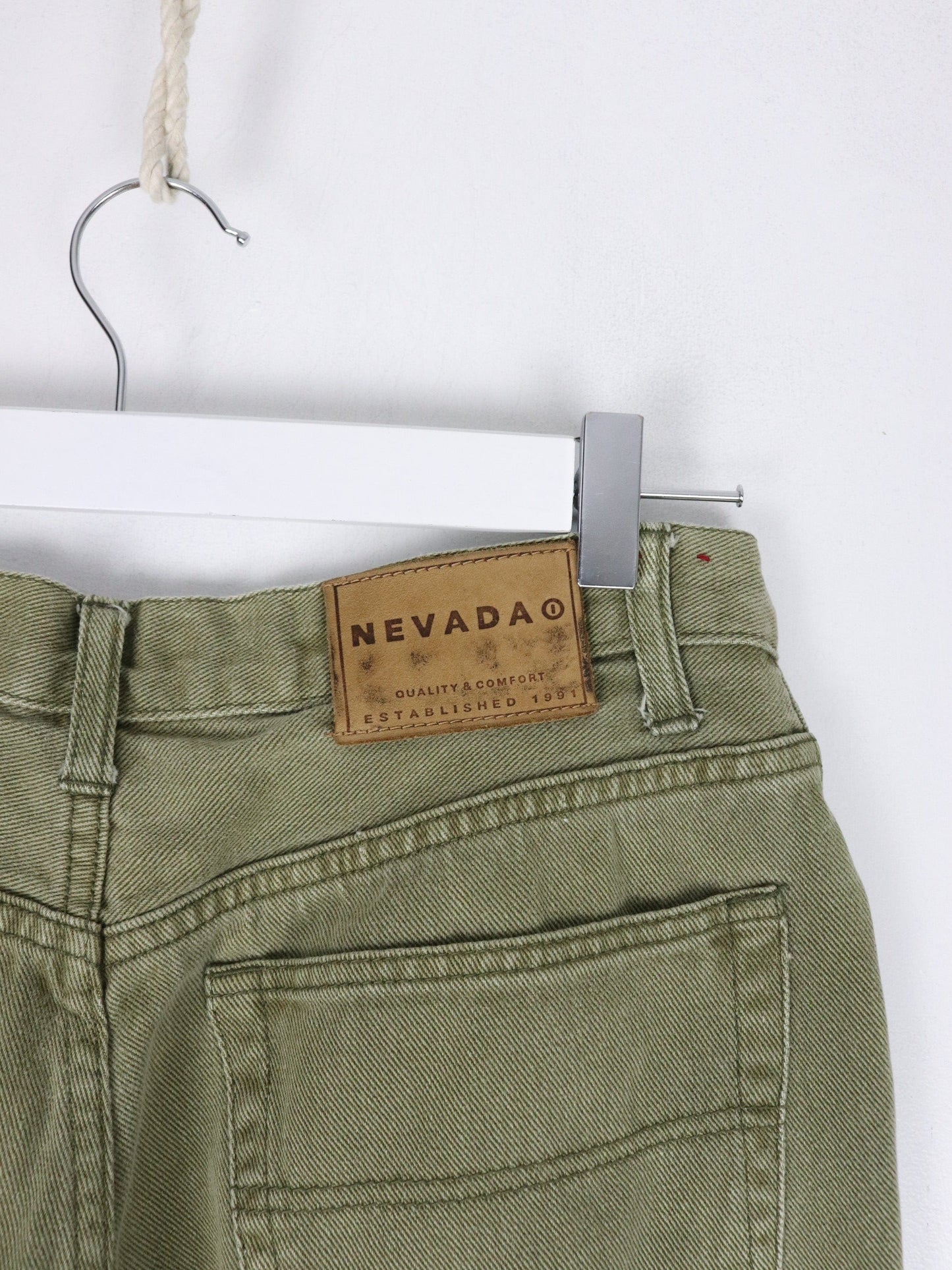 Nevada Pants Fits Adult 30 x 25 Green Denim Jeans Cropped from propervintagecanada