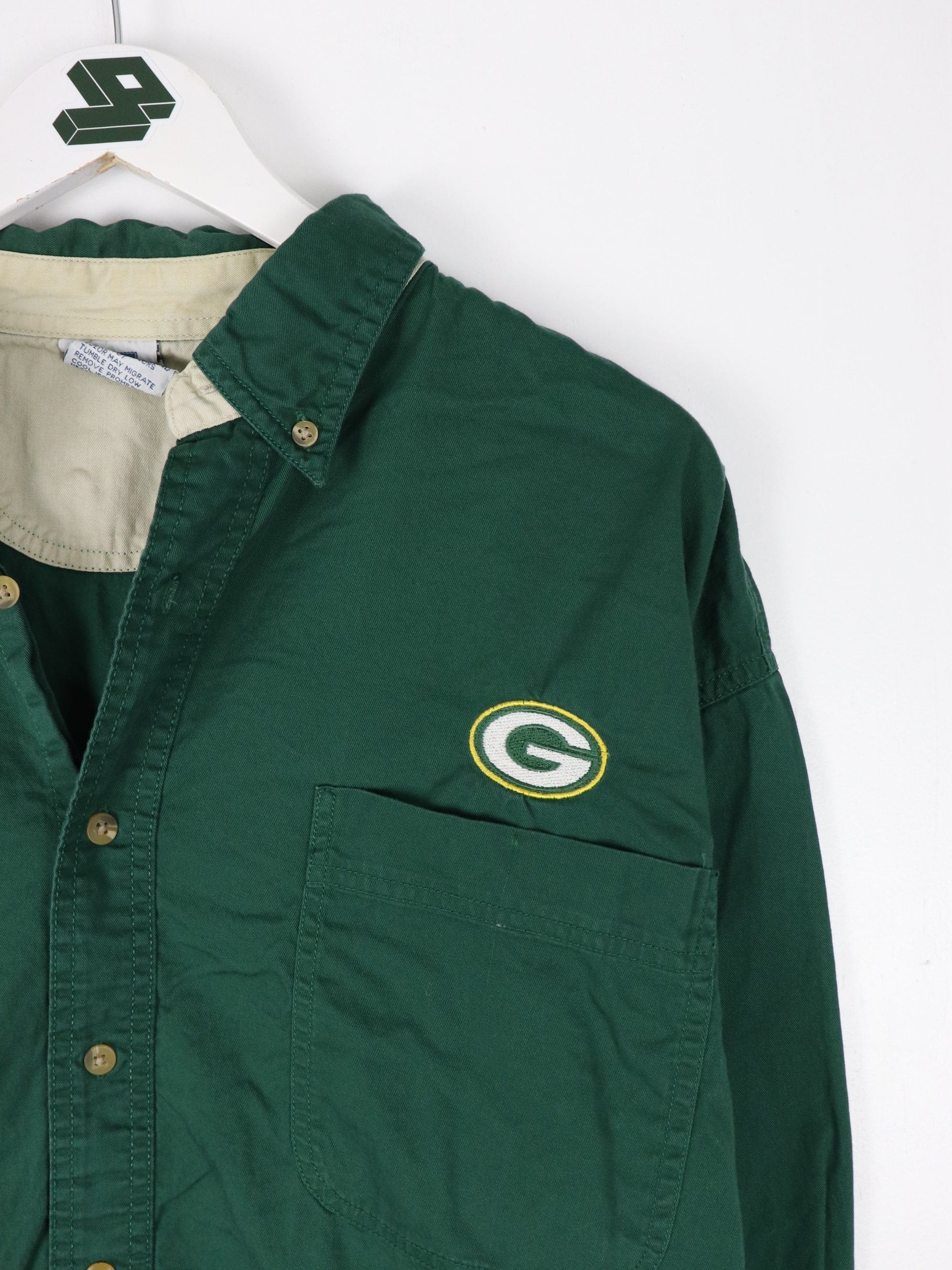 Vintage Green Bay Packers Long Sleeve Button Down Shirt Size XL