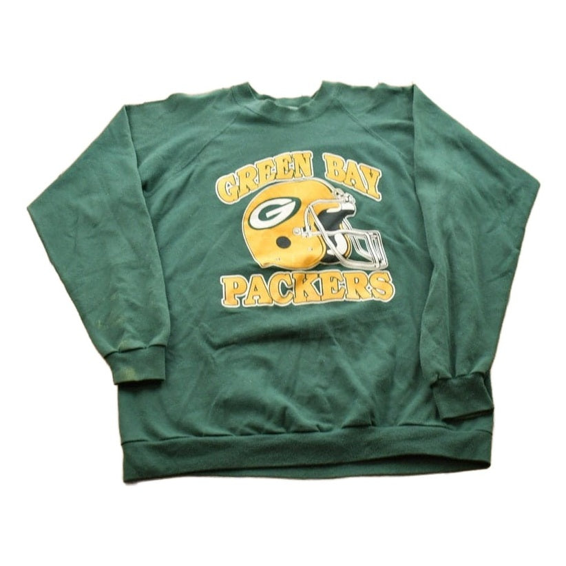 NFL Clothing > Gender Neutral Adult Clothing > Hoodies & Sweatshirts > Sweatshirts Vintage 1980s Green Bay Packers NFL Crewneck Sweatshirt