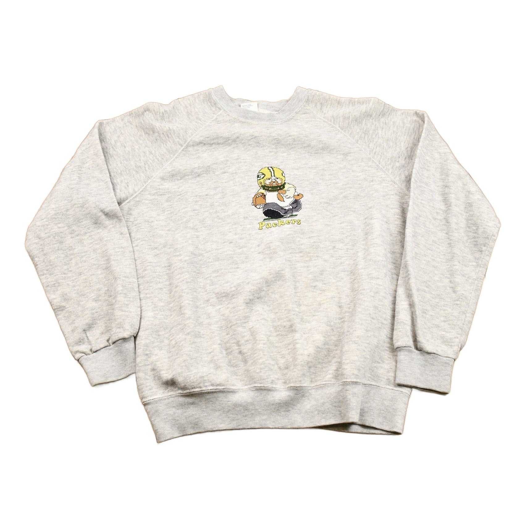 NFL Clothing > Gender Neutral Adult Clothing > Hoodies & Sweatshirts > Sweatshirts Vintage 1980s Green Bay Packers NFL Raglan Crewneck Men's Large