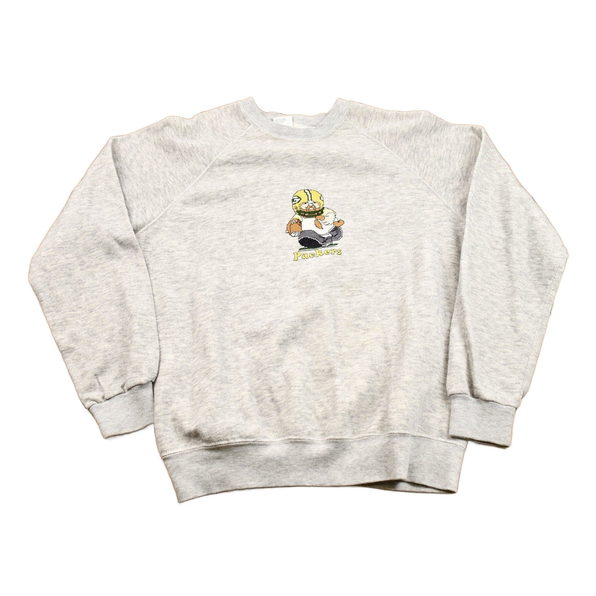 NFL Clothing > Gender Neutral Adult Clothing > Hoodies & Sweatshirts > Sweatshirts Vintage 1980s Green Bay Packers NFL Raglan Crewneck Men's Large