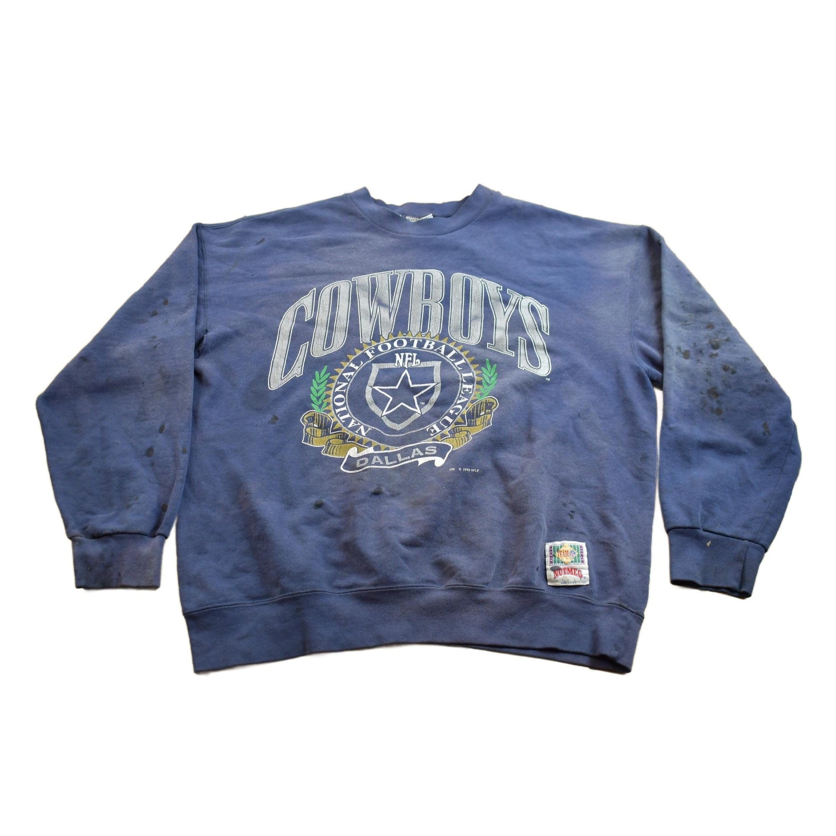 NFL Clothing > Gender Neutral Adult Clothing > Hoodies & Sweatshirts > Sweatshirts Vintage 1990s Distressed Dallas Cowboys NFL Crewneck Sweatshirt Men's Large