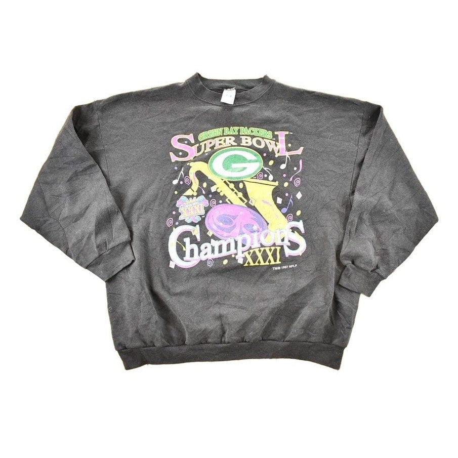 NFL Clothing > Gender Neutral Adult Clothing > Hoodies & Sweatshirts > Sweatshirts Vintage 1997 Green Bay Packers Super Bowl Champions NFL Crewneck Sweatshirt Men's L
