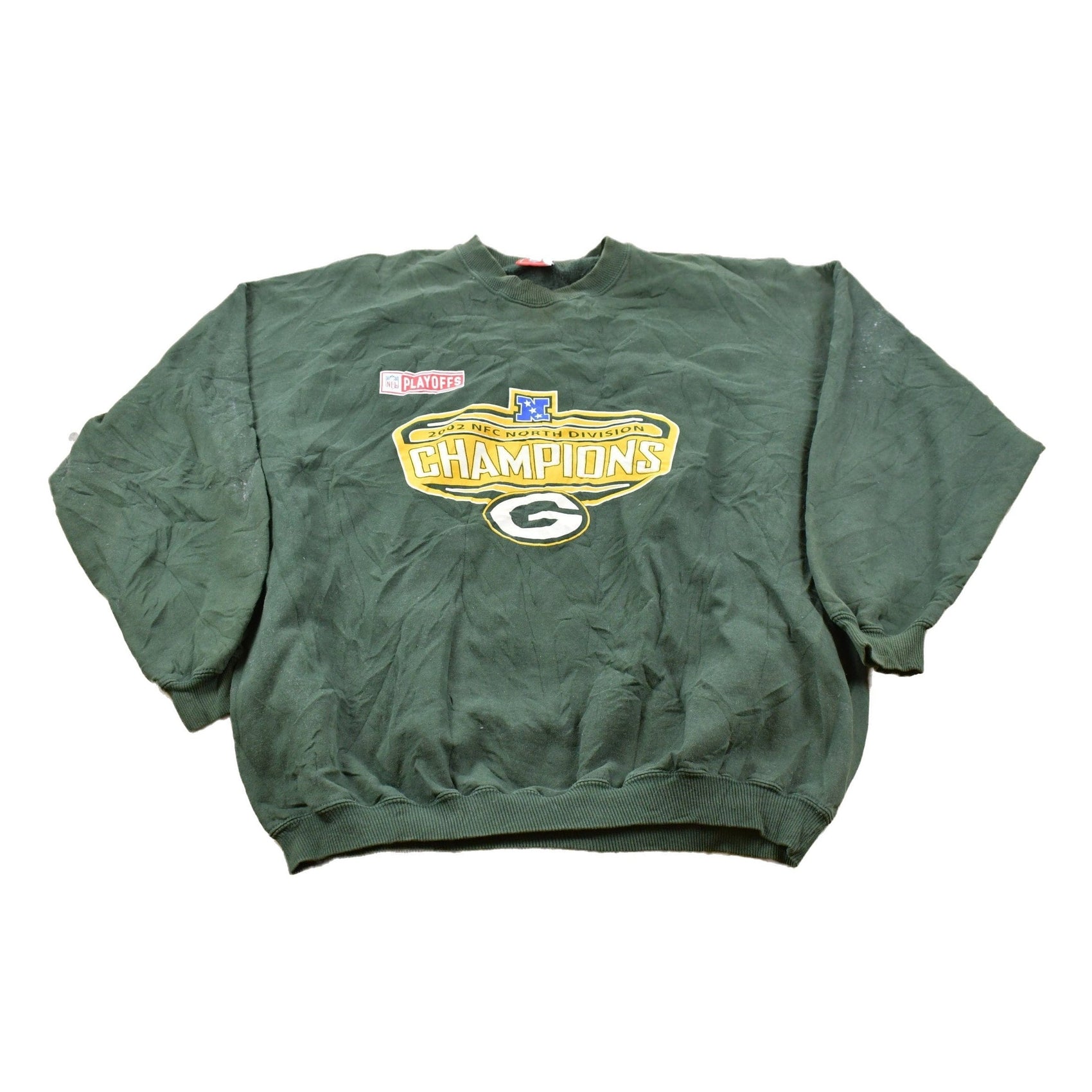 NFL Clothing > Gender Neutral Adult Clothing > Hoodies & Sweatshirts > Sweatshirts Vintage 2002 Green Bay Packers North Division Champions Crewneck Sweatshirt Men's 2XL