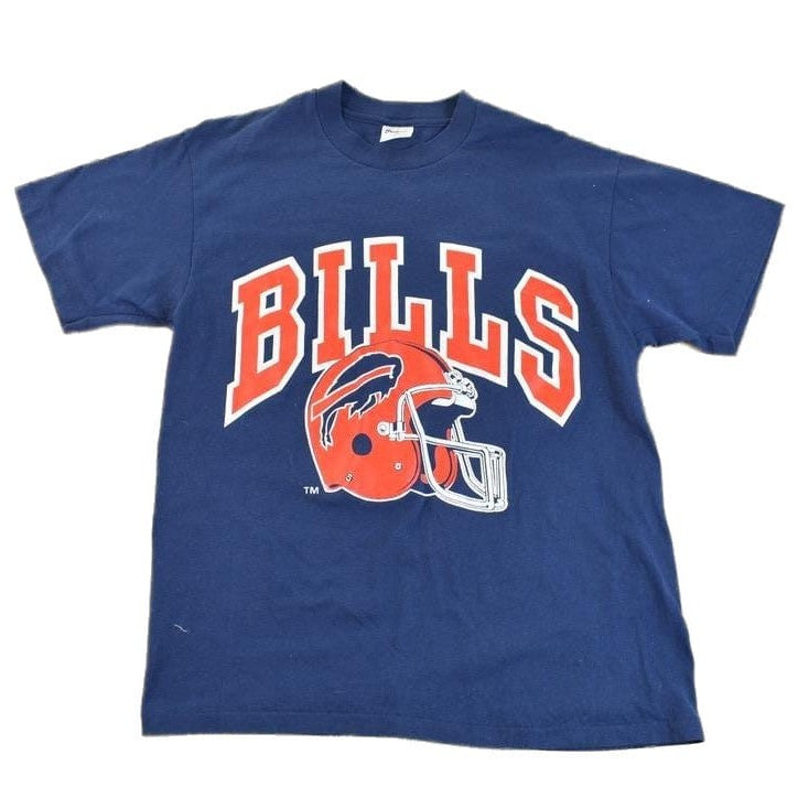 NFL Clothing > Gender Neutral Adult Clothing > Tops & Tees > T Shirts Vintage 1980s Buffalo Bills NFL Graphic T-Shirt Men's Medium