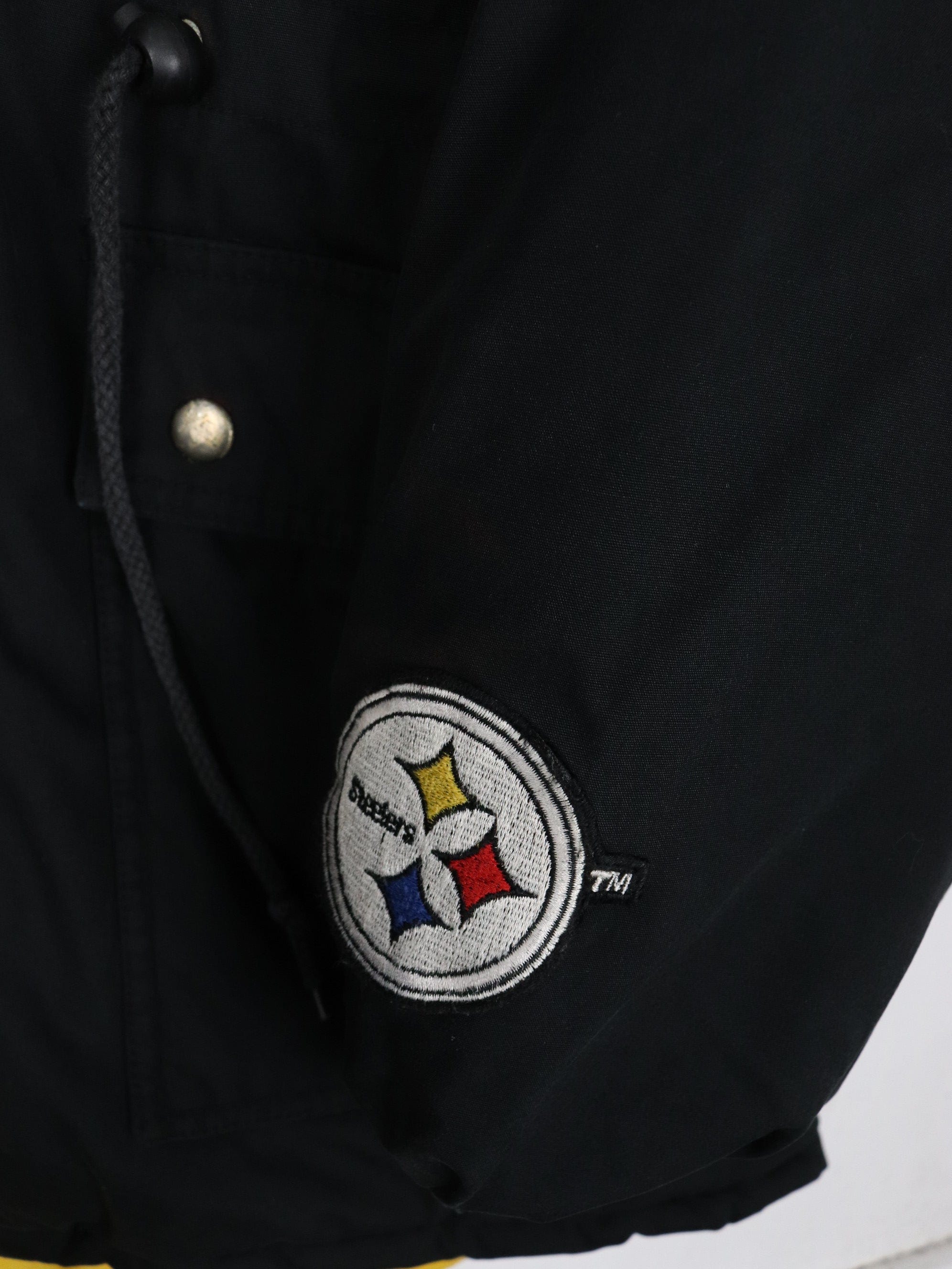 Vintage Pittsburgh Steelers Jacket Mens Large Black Parka Coat NFL Pro –  Proper Vintage