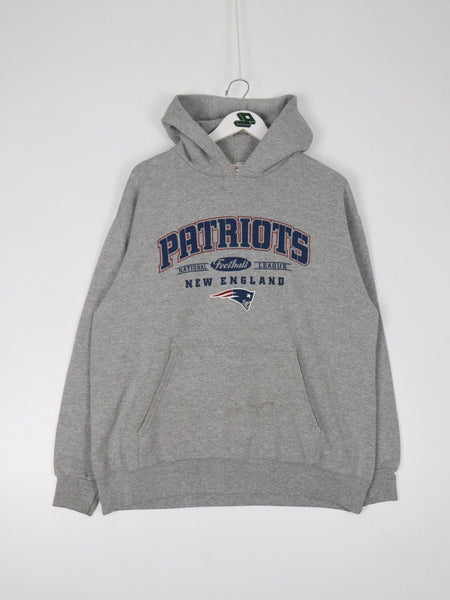 New England Patriots NFL Team Apparel Hoodie Sweatshirt Gray Mens