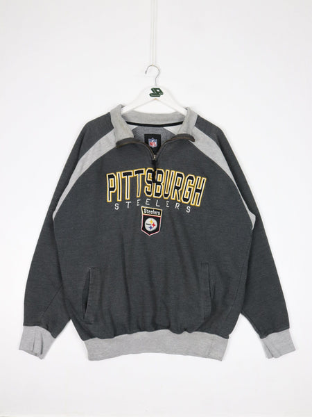 Pittsburgh Steelers Sweatshirt Mens XL Grey Quarter Zip NFL Sweater –  Proper Vintage