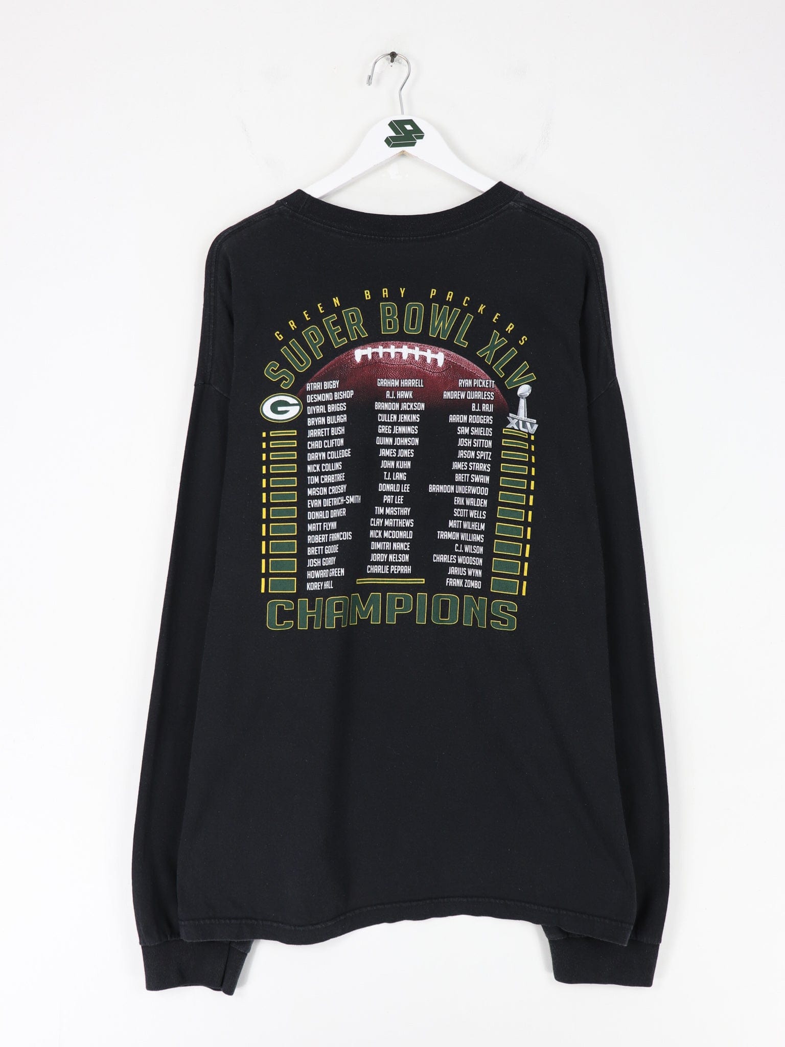 Green Bay Packers Longsleeve Shirt Mens 2XL Black Super Bowl XLV