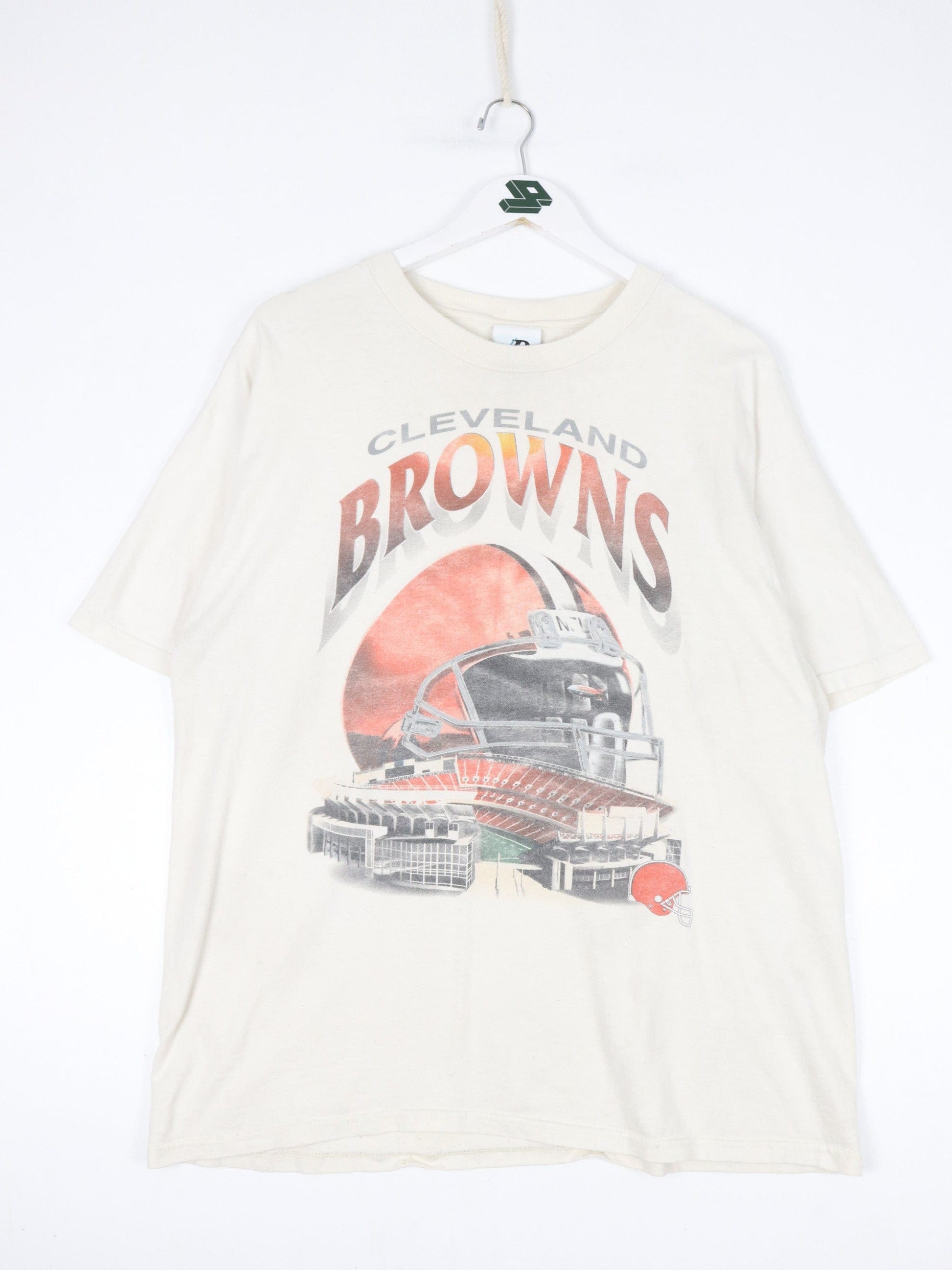 NFL T-Shirts & Tank Tops Vintage Cleveland Browns T Shirt Mens Large White Cream NFL
