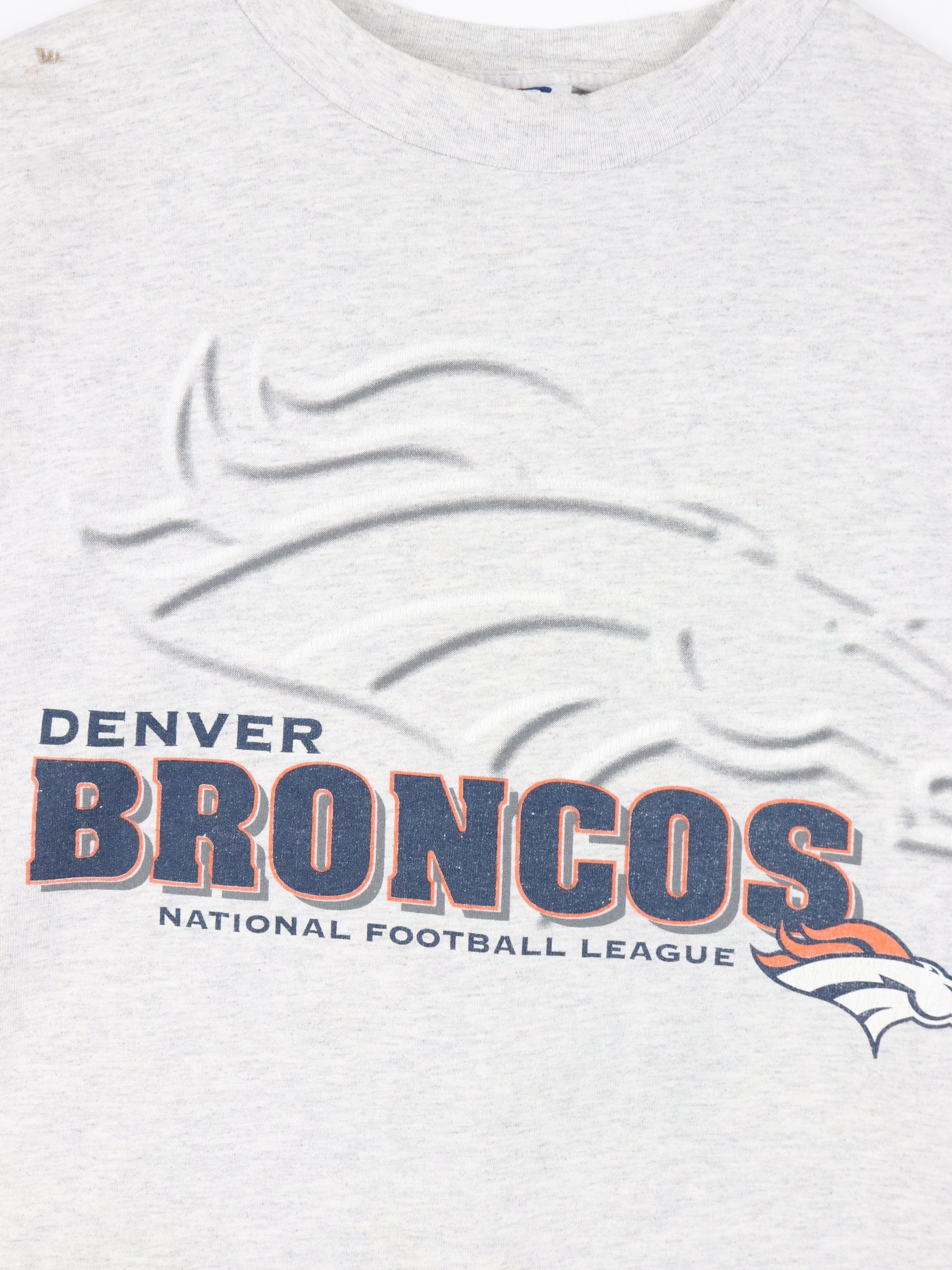 ShopExile Denver Broncos Shirt NFL T Shirt Sleeveless Sweatshirt Football T Shirt 80s Sports Vintage Retro Large XL L