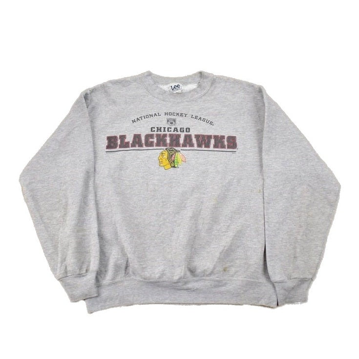 NHL Clothing > Gender Neutral Adult Clothing > Hoodies & Sweatshirts > Sweatshirts Vintage 1990s Lee Sport Chicago Blackhawks NHL Crewneck Sweatshirt Men's Large