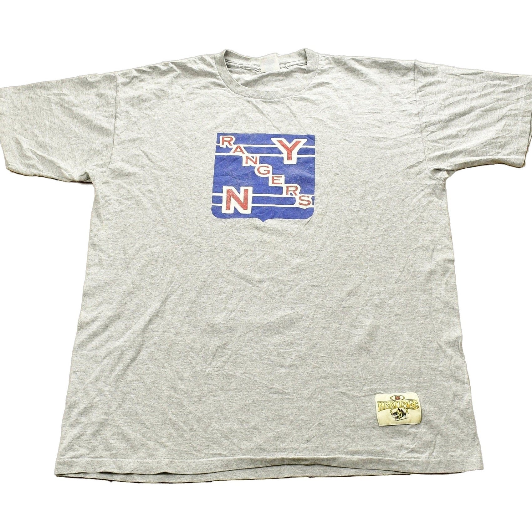 NHL Clothing > Gender Neutral Adult Clothing > Tops & Tees > T Shirts Vintage 1980s New York Rangers Hockey T-ShirtMen's XL