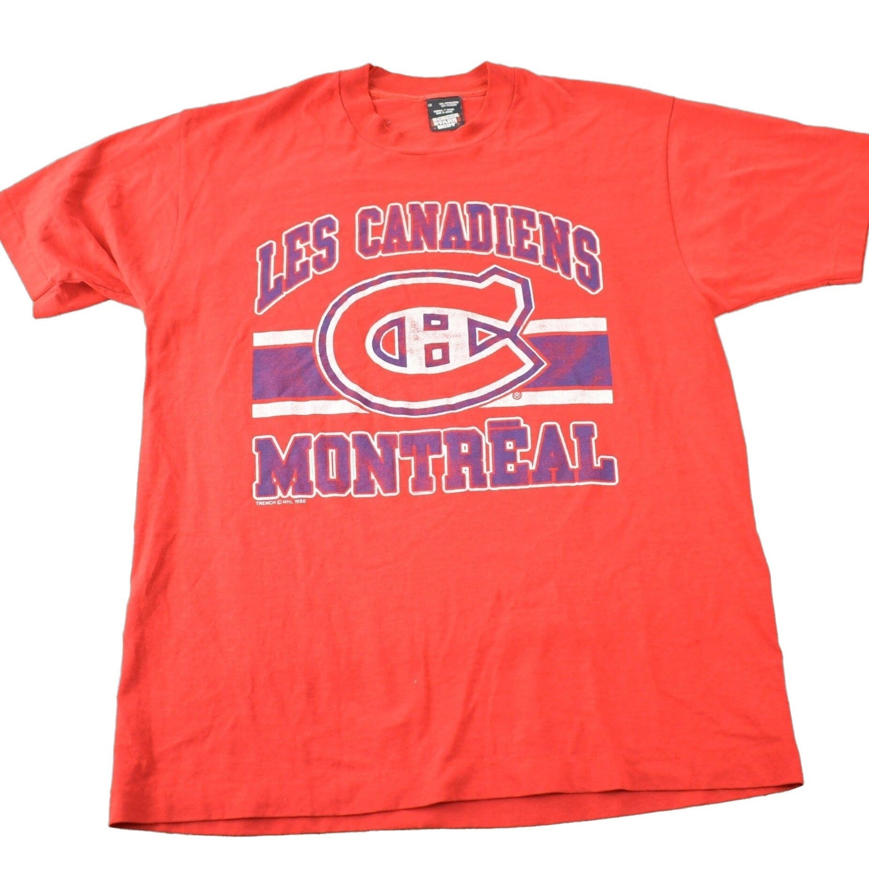 NHL Clothing > Gender Neutral Adult Clothing > Tops & Tees > T Shirts Vintage 1988 Montreal Canadiens NHL Hockey Graphic T-Shirt Made In Canada