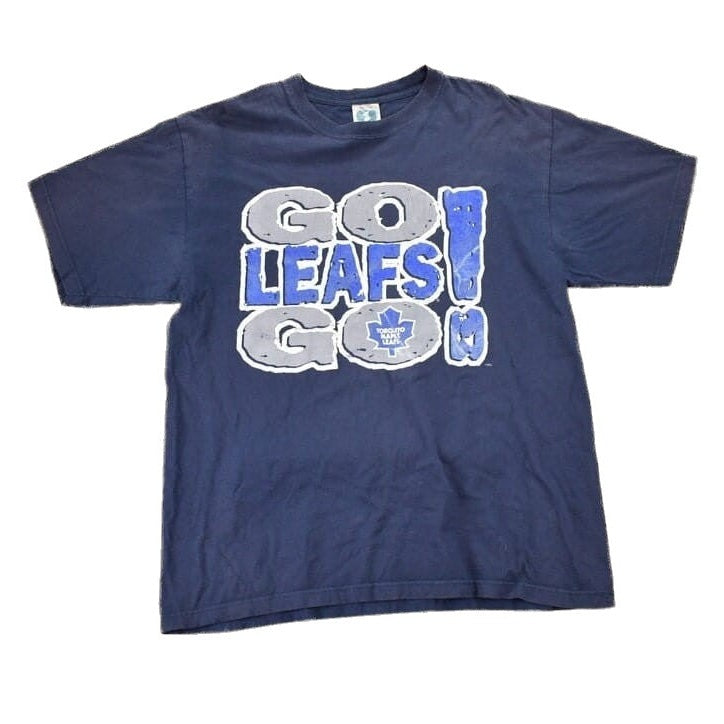NHL Clothing > Gender Neutral Adult Clothing > Tops & Tees > T Shirts Vintage 1990s NHL Go Leafs Go Graphic T-Shirt Men's Large