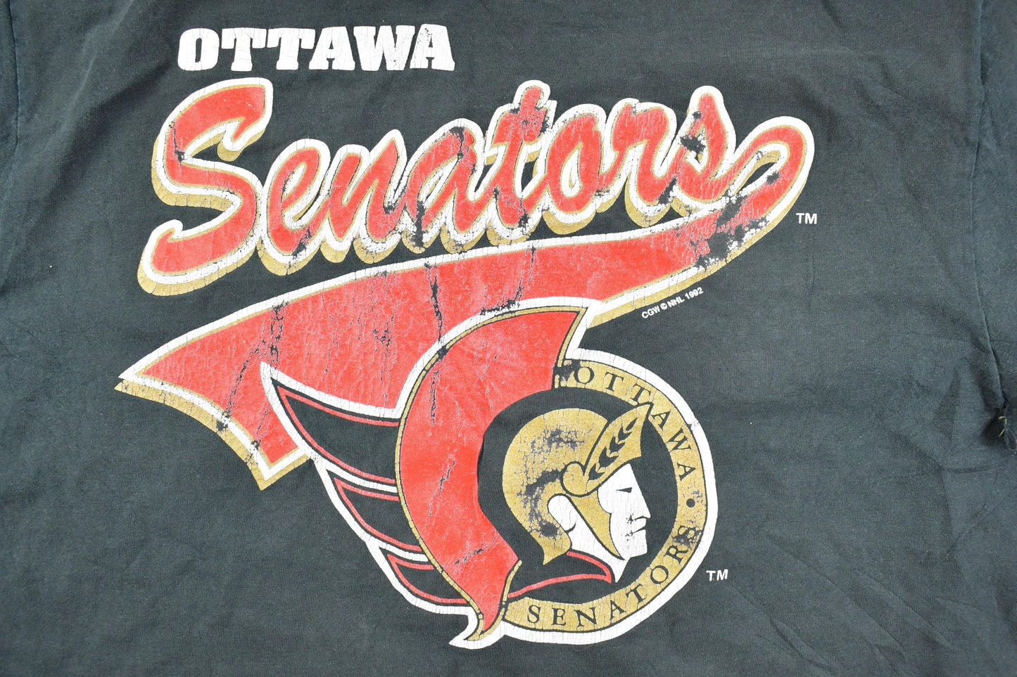 NHL Clothing > Gender Neutral Adult Clothing > Tops & Tees > T Shirts Vintage 1990s Ottawa Senators NHL Graphic T-Shirt Men's Large