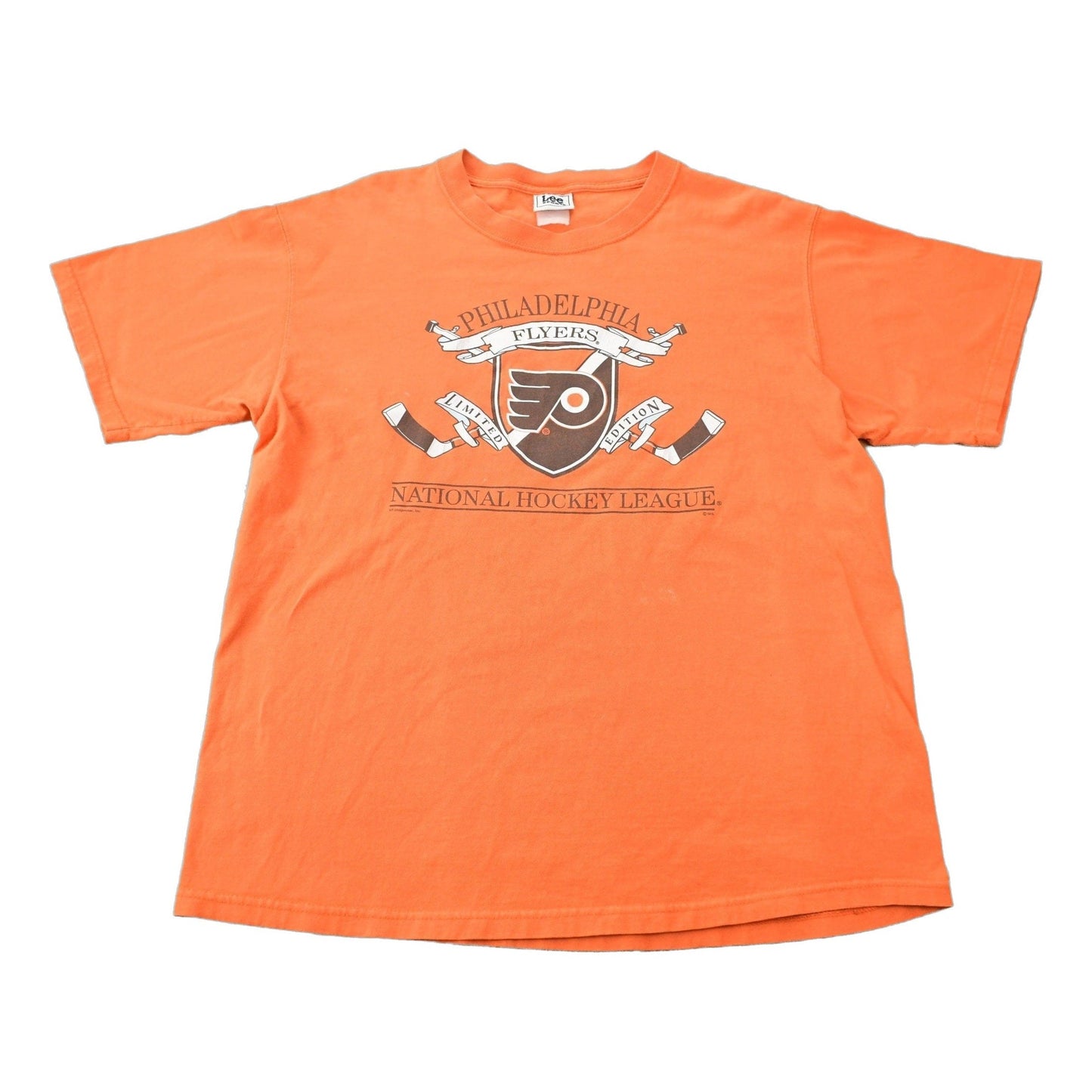 NHL Clothing > Gender Neutral Adult Clothing > Tops & Tees > T Shirts Vintage 1990s Philadelphia Flyers Lee Sports NHL Graphic T-Shirt Men's Large