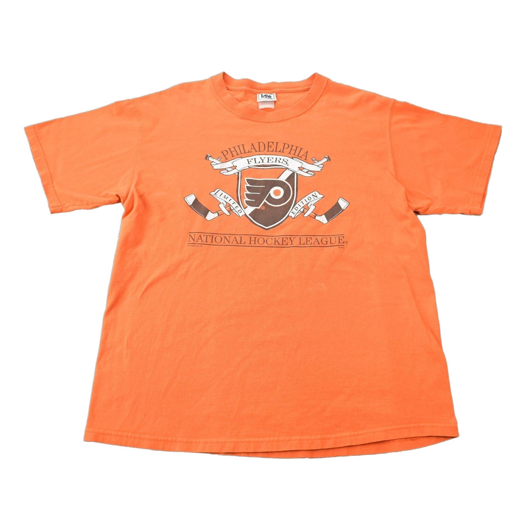 NHL Clothing > Gender Neutral Adult Clothing > Tops & Tees > T Shirts Vintage 1990s Philadelphia Flyers Lee Sports NHL Graphic T-Shirt Men's Large