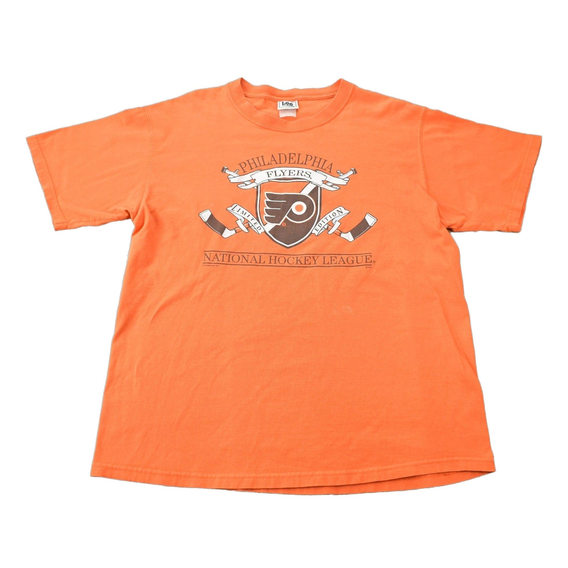 NHL Clothing > Gender Neutral Adult Clothing > Tops & Tees > T Shirts Vintage 1990s Philadelphia Flyers Lee Sports NHL Graphic T-Shirt Men's Large