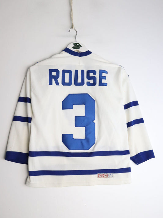 NHL Jersey Vintage Bob Rouse Toronto Maple Leafs Hockey Jersey Youth L/XL White CCM Signed