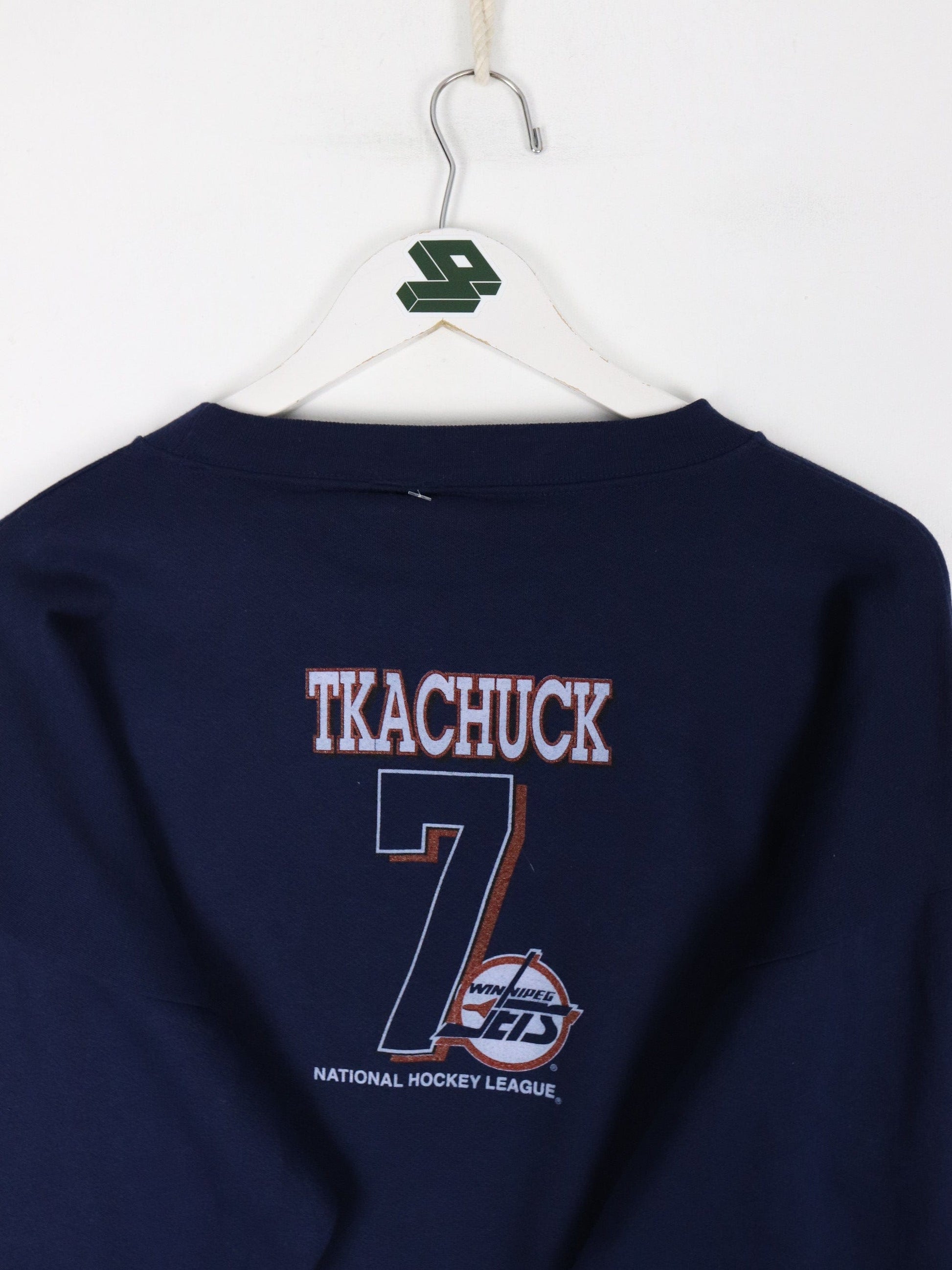 NHL Sweatshirts & Hoodies Vintage Keith Tkachuk Winnipeg Jets Sweatshirt Fits Mens S/M Blue 90s NHL