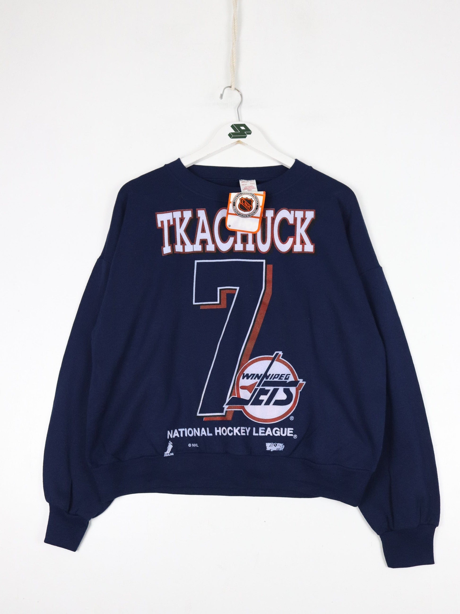 NHL Sweatshirts & Hoodies Vintage Keith Tkachuk Winnipeg Jets Sweatshirt Fits Mens S/M Blue 90s NHL