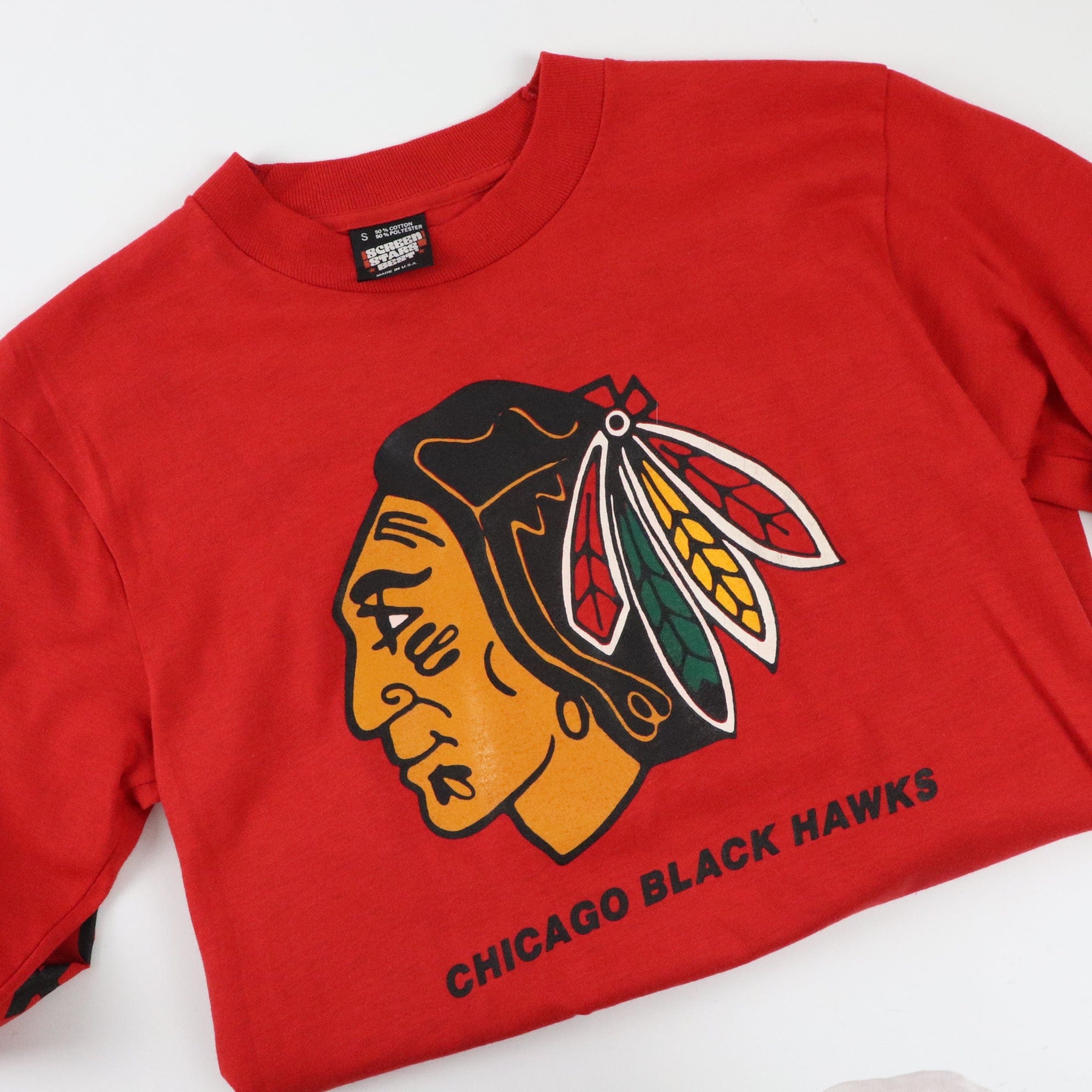 Chicago Black Hawks NHL Graphic Vintage Look T-Shirt Size M, READ