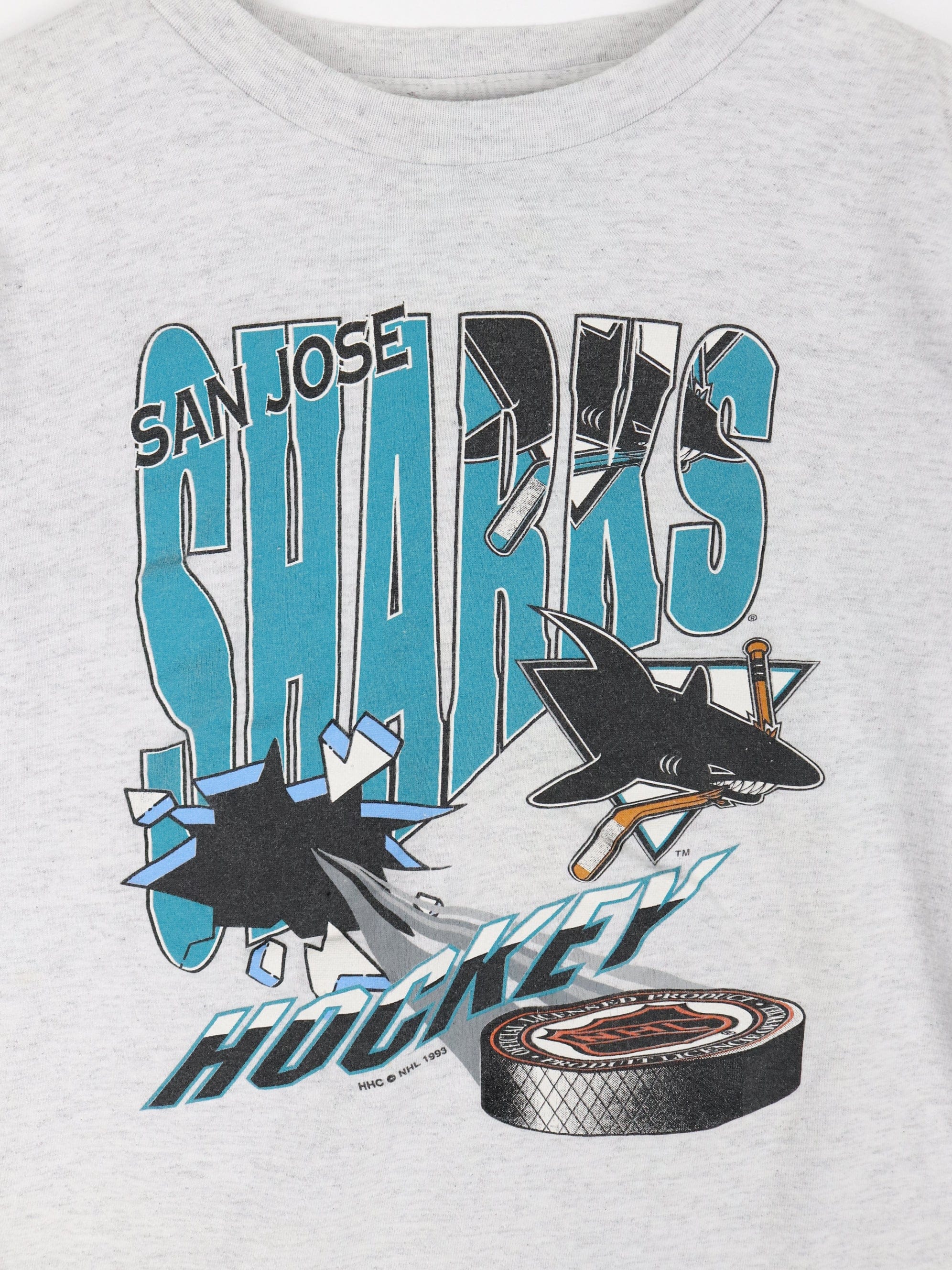 CustomCat San Jose Sharks Vintage NHL T-Shirt Sport Grey / L