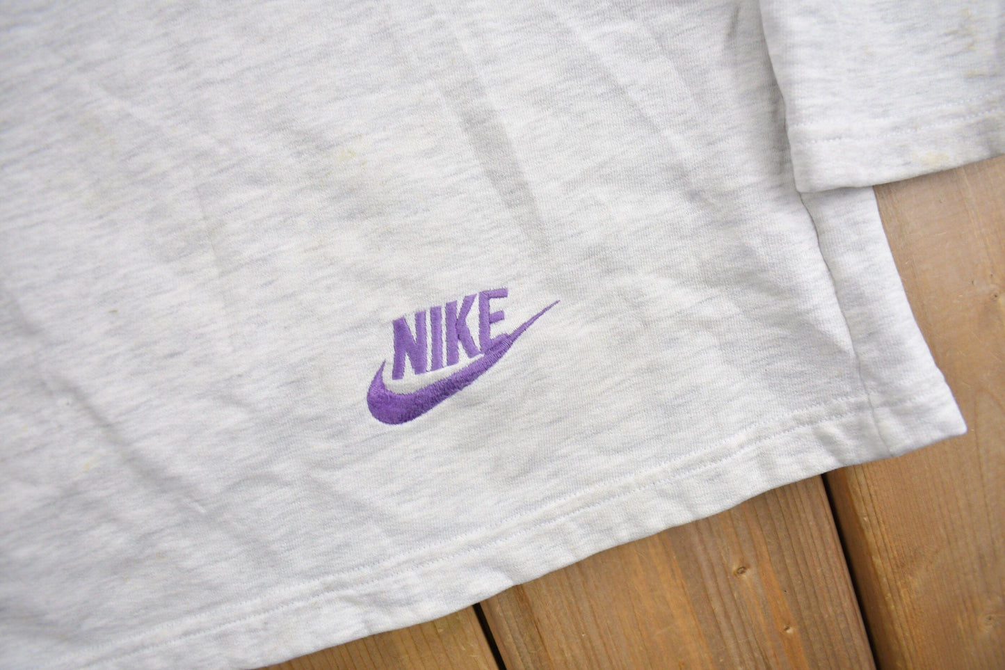 Nike Clothing > Gender Neutral Adult Clothing > Hoodies & Sweatshirts > Sweatshirts Vintage 1980s Nike Mini Logo Boxy Crewneck Sweatshirt / Vintage Nike / Sportswear / Streetwear / Nike Grey Tag / Made In USA