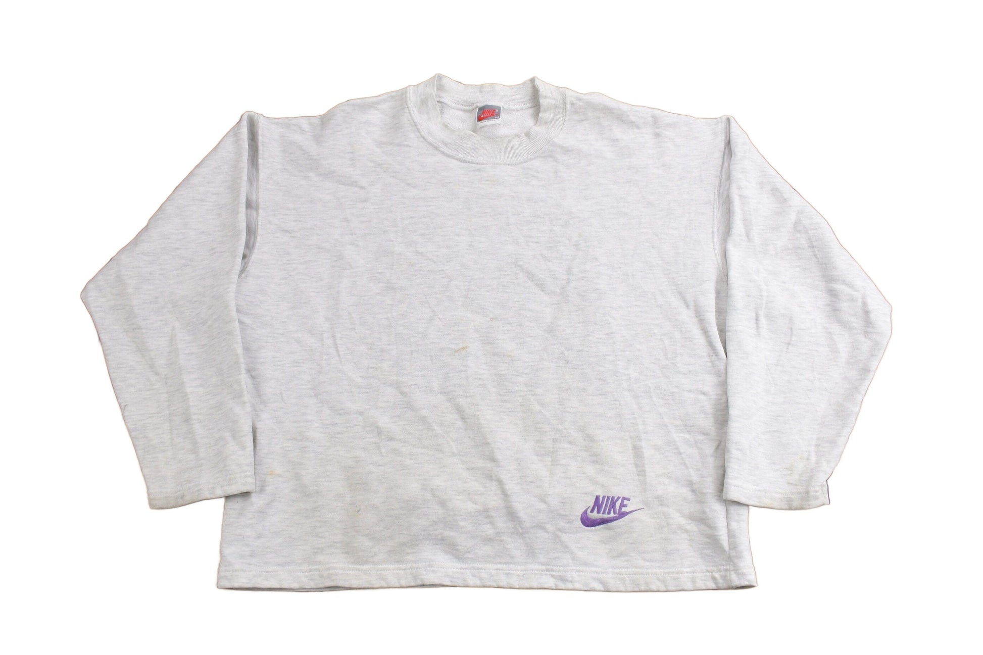 Nike Clothing > Gender Neutral Adult Clothing > Hoodies & Sweatshirts > Sweatshirts Vintage 1980s Nike Mini Logo Boxy Crewneck Sweatshirt / Vintage Nike / Sportswear / Streetwear / Nike Grey Tag / Made In USA