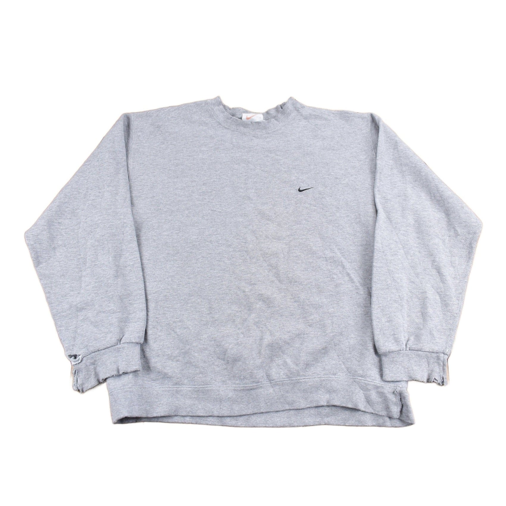 Nike Clothing > Gender Neutral Adult Clothing > Hoodies & Sweatshirts > Sweatshirts Vintage 1990s Nike Heather Grey Mini Swoosh Crewneck Sweatshirt Men's L
