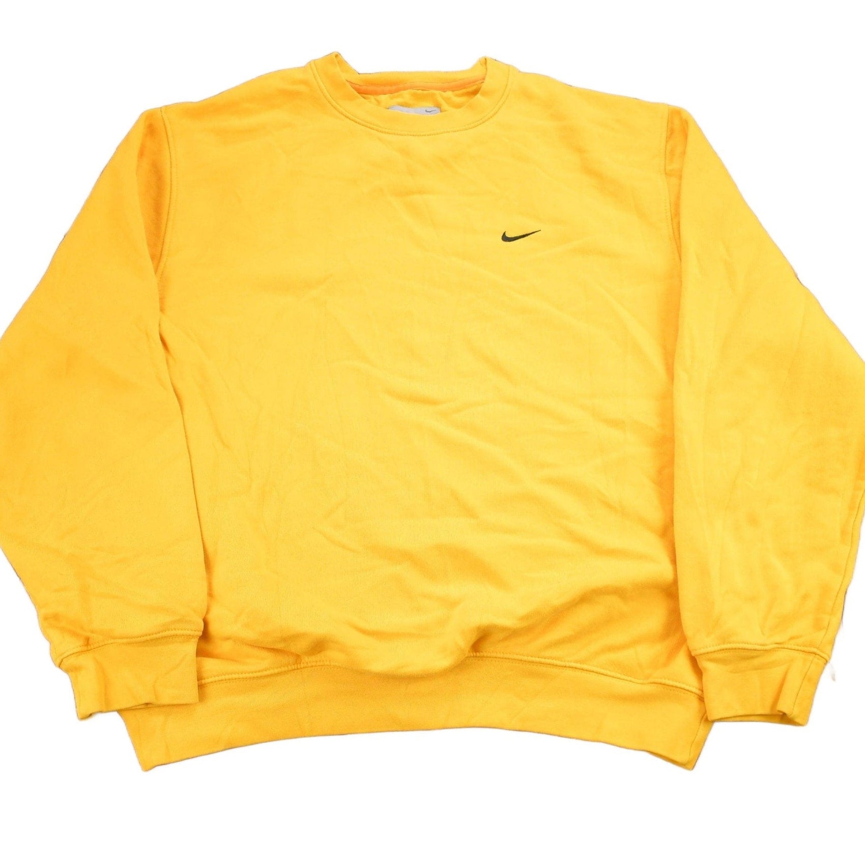 Nike Clothing > Gender Neutral Adult Clothing > Hoodies & Sweatshirts > Sweatshirts Vintage Y2K Nike Yellow Embroidered Mini Swoosh Crewneck Sweatshirt Men's Medium